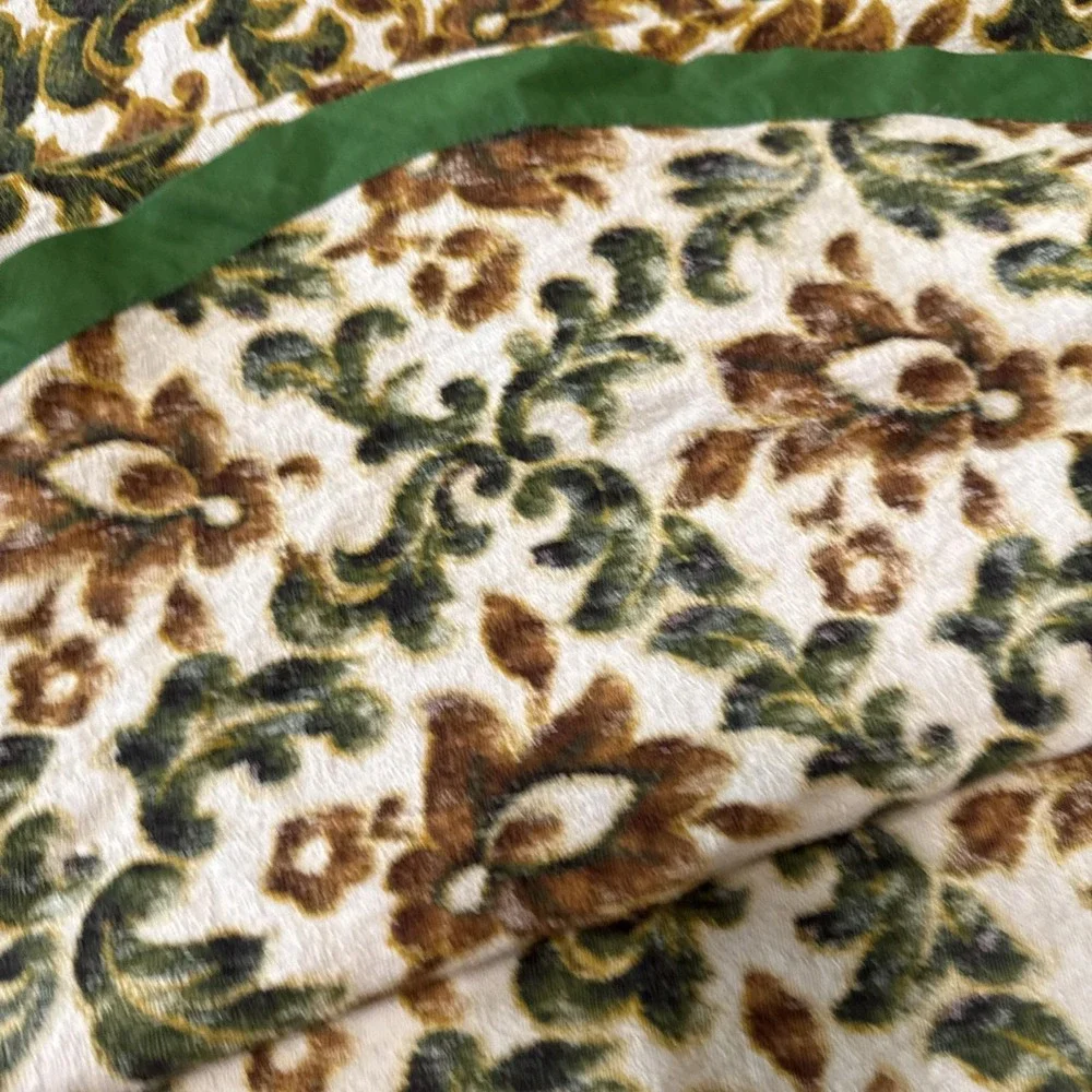 Vtg 60s 70s Bedspread Floral Botanical Jacquard Woven Coverlet Light Weight Flaw